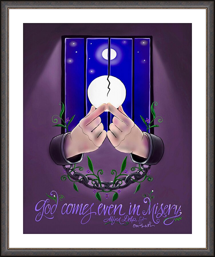 Wall Frame Espresso, Matted - God Comes by M. McGrath