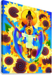 Canvas Print - Madonna and Child of Good Health with Sunflowers by M. McGrath