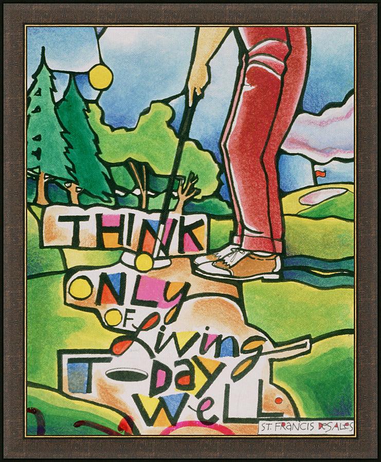 Wall Frame Espresso - Golfer: Think Only of Living Today Well by M. McGrath