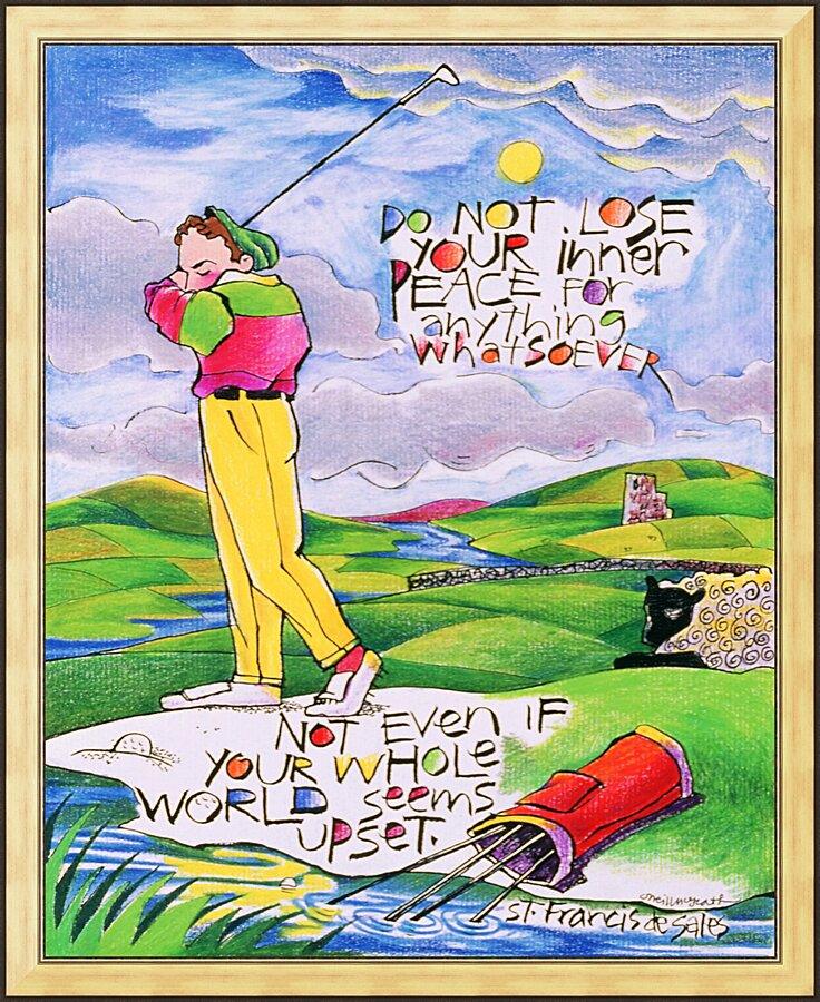 Wall Frame Gold - Golfer: Do Not Lose Your Inner Peace by M. McGrath