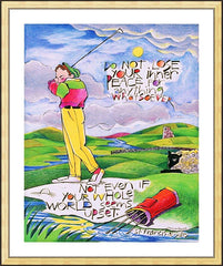 Wall Frame Gold - Golfer: Do Not Lose Your Inner Peace by M. McGrath