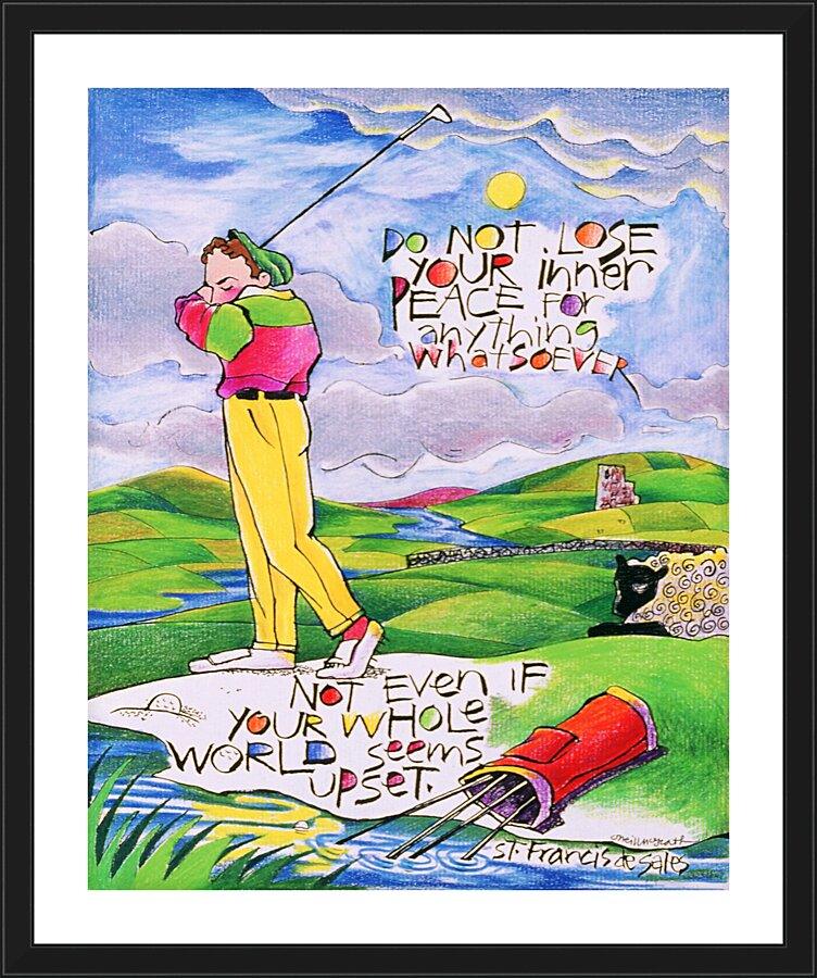 Wall Frame Black, Matted - Golfer: Do Not Lose Your Inner Peace by M. McGrath