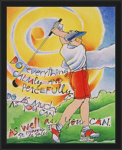 Wall Frame Black - Golfer: Do Everything Calmly by M. McGrath