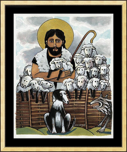 Wall Frame Gold, Matted - Good Shepherd by M. McGrath
