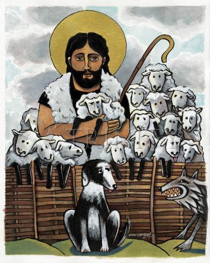 Wall Frame Black, Matted - Good Shepherd by Br. Mickey McGrath, OSFS - Trinity Stores