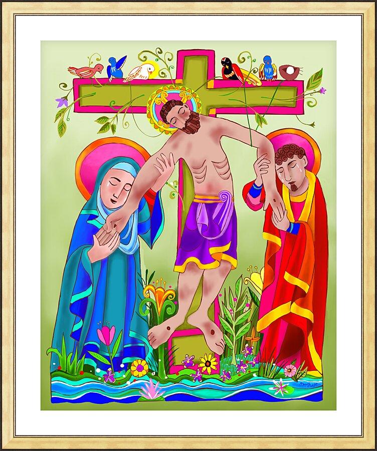 Wall Frame Gold, Matted - Garden of the Crucifixion by Br. Mickey McGrath, OSFS - Trinity Stores