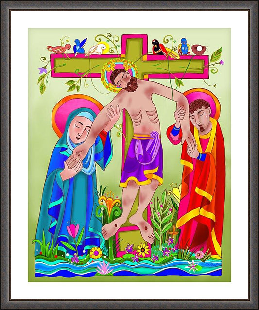 Wall Frame Espresso, Matted - Garden of the Crucifixion by M. McGrath