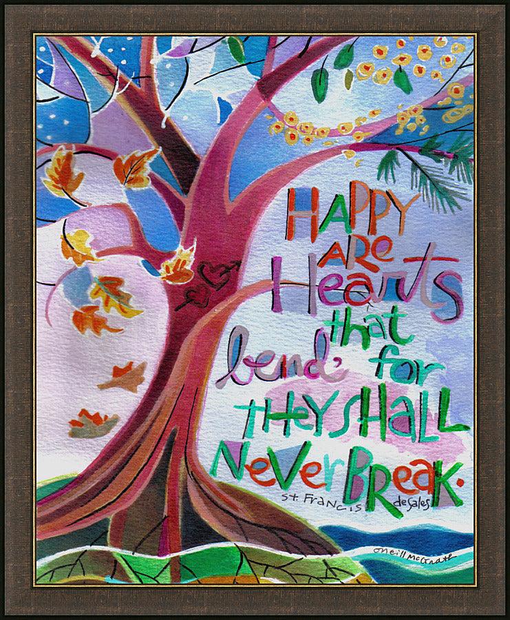 Wall Frame Espresso - Happy Are Hearts That Bend by Br. Mickey McGrath, OSFS - Trinity Stores