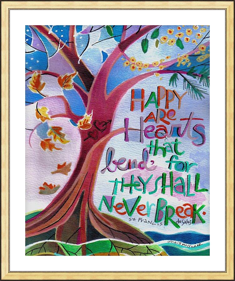 Wall Frame Gold, Matted - Happy Are Hearts That Bend by M. McGrath
