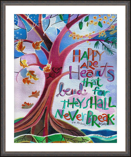 Wall Frame Espresso, Matted - Happy Are Hearts That Bend by M. McGrath