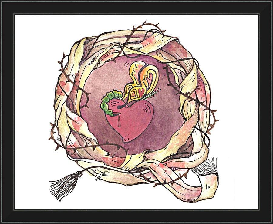 Wall Frame Black - Sacred Heart and Crown of Thorns by Br. Mickey McGrath, OSFS - Trinity Stores
