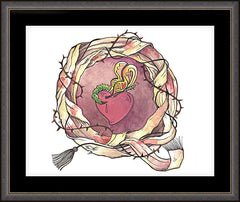 Wall Frame Espresso - Sacred Heart and Crown of Thorns by M. McGrath