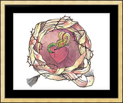 Wall Frame Gold - Sacred Heart and Crown of Thorns by M. McGrath