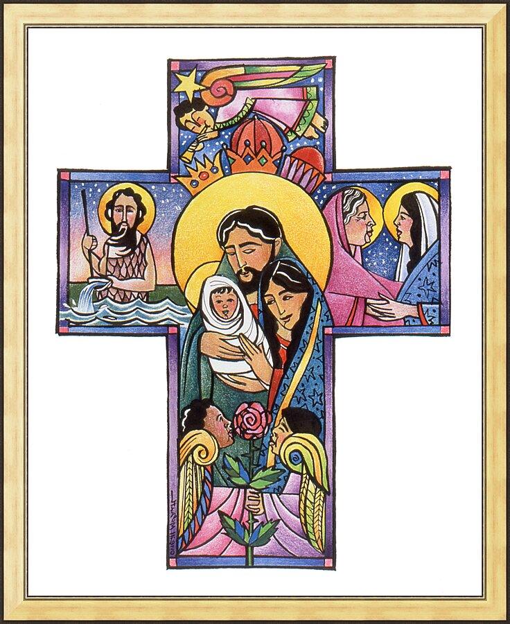 Wall Frame Gold - Holy Family Cross by M. McGrath