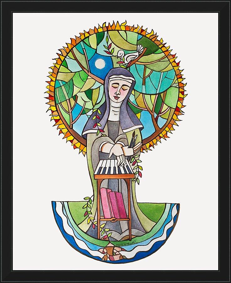 Wall Frame Black - St. Hildegard of Bingen by Br. Mickey McGrath, OSFS - Trinity Stores