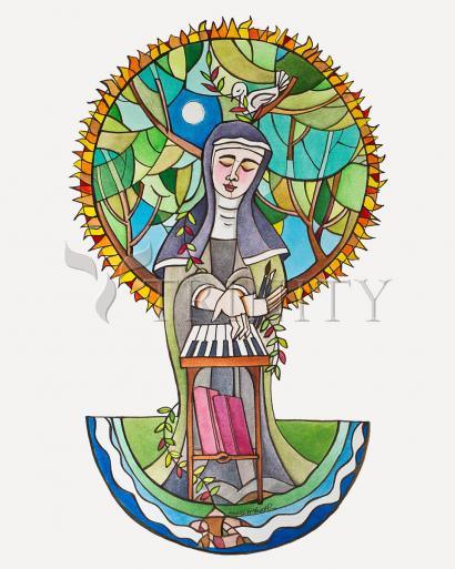 Wall Frame Black, Matted - St. Hildegard of Bingen by Br. Mickey McGrath, OSFS - Trinity Stores