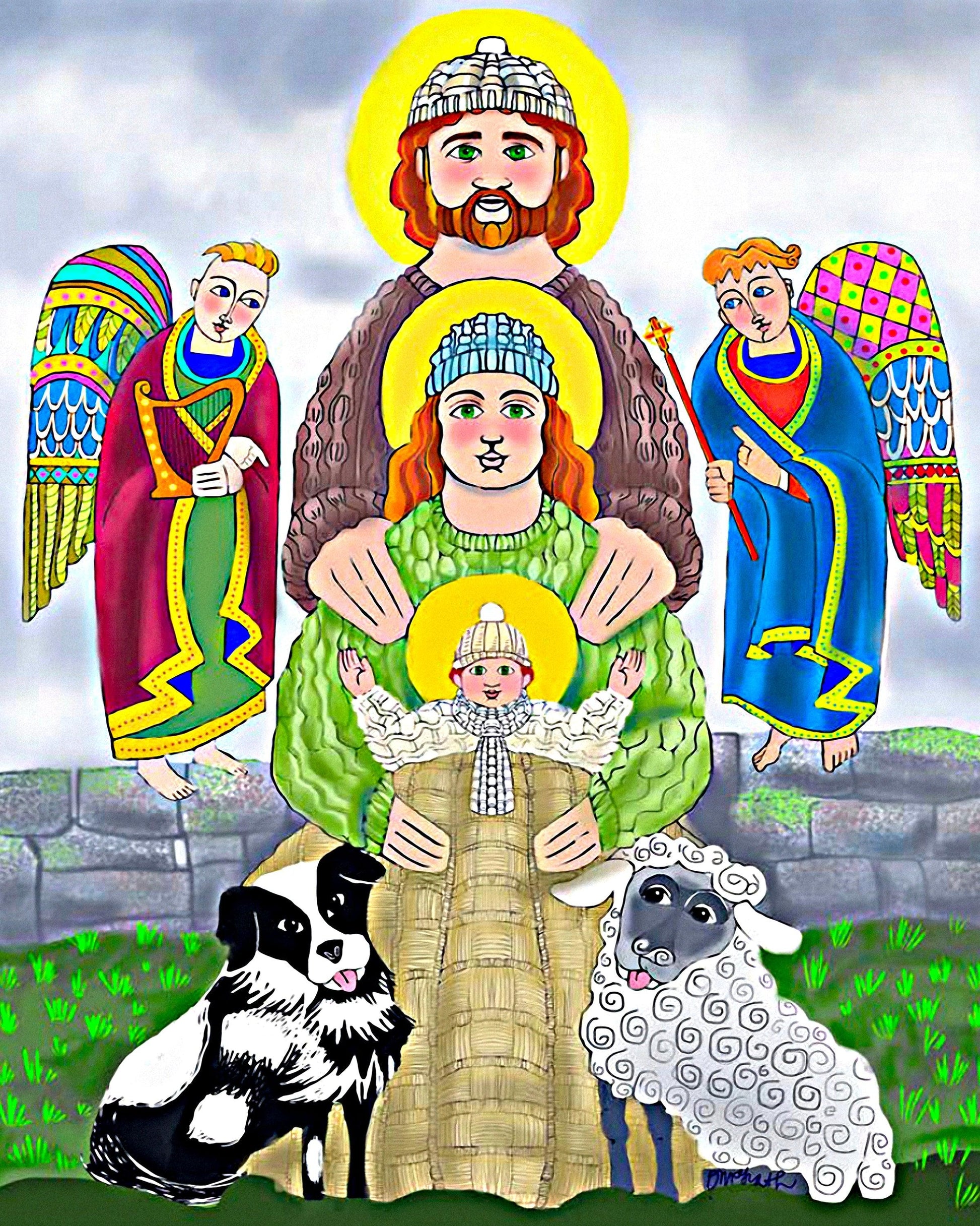 Wall Frame Black, Matted - Irish Holy Family by Br. Mickey McGrath, OSFS - Trinity Stores