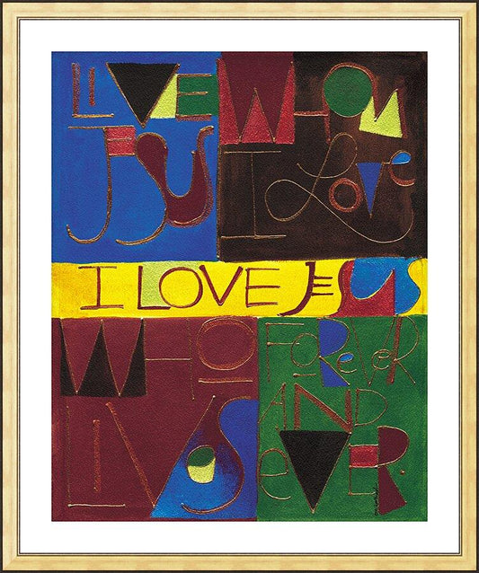Wall Frame Gold, Matted - I Love Jesus by M. McGrath