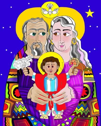 Wall Frame Espresso, Matted - Sts. Ann and Joachim, Grandparents with Jesus by Br. Mickey McGrath, OSFS - Trinity Stores