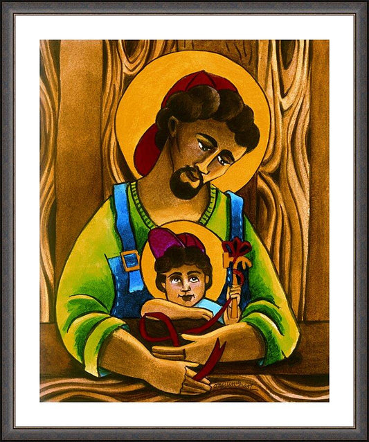 Wall Frame Espresso, Matted - St. Joseph and Son by M. McGrath