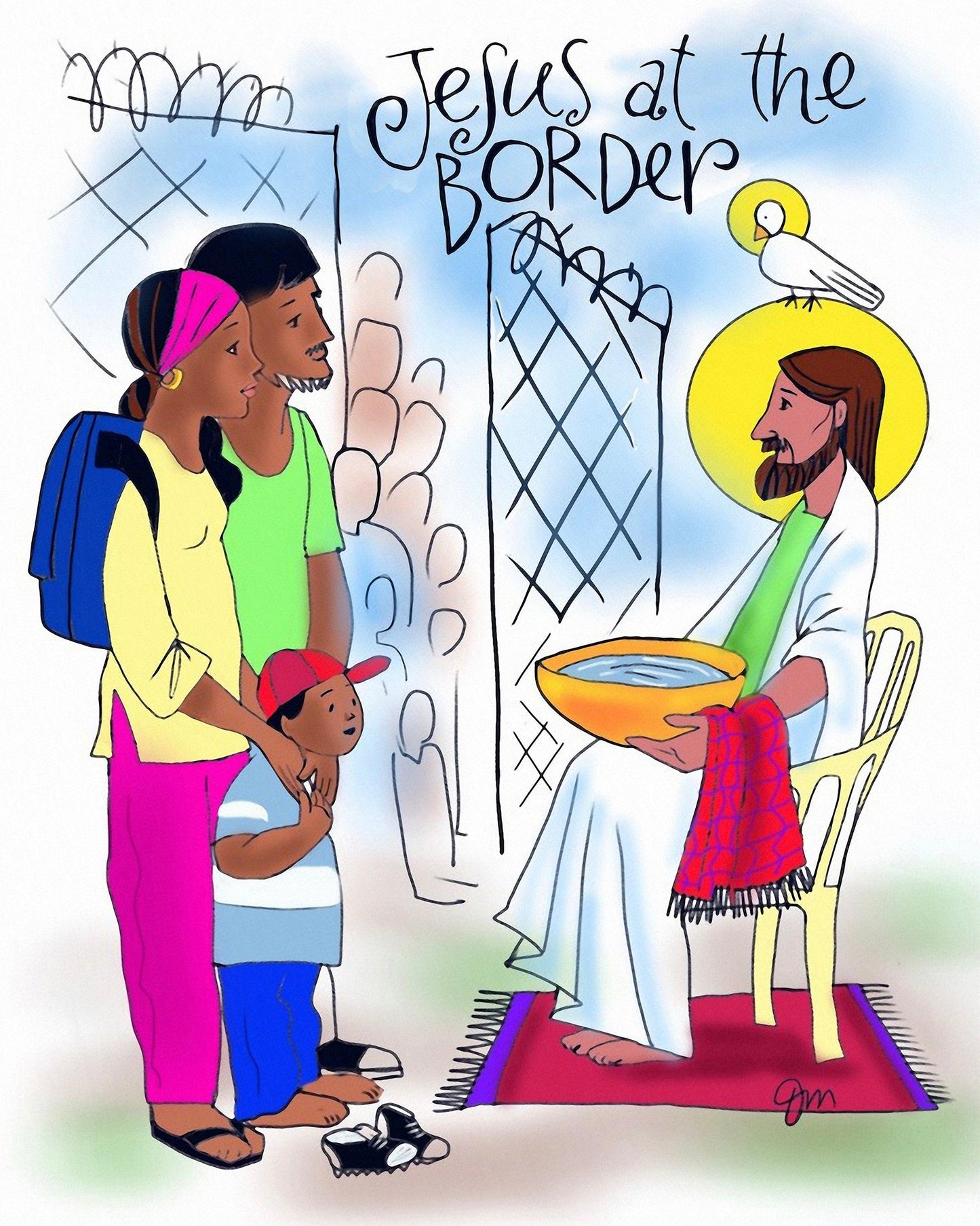 Wall Frame Espresso, Matted - Jesus at the Border by Br. Mickey McGrath, OSFS - Trinity Stores