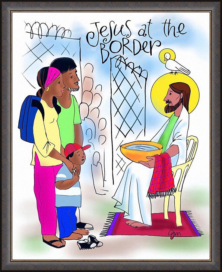 Wall Frame Espresso - Jesus at the Border by Br. Mickey McGrath, OSFS - Trinity Stores