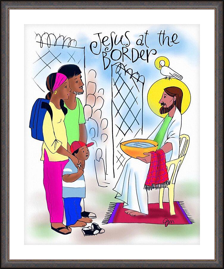 Wall Frame Espresso, Matted - Jesus at the Border by Br. Mickey McGrath, OSFS - Trinity Stores