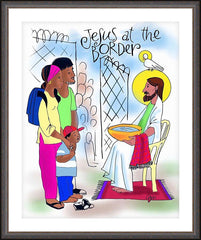 Wall Frame Espresso - Jesus at the Border by M. McGrath