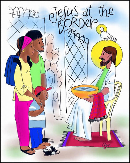 Jesus at the Border - Wood Plaque by Br. Mickey McGrath, OSFS - Trinity Stores