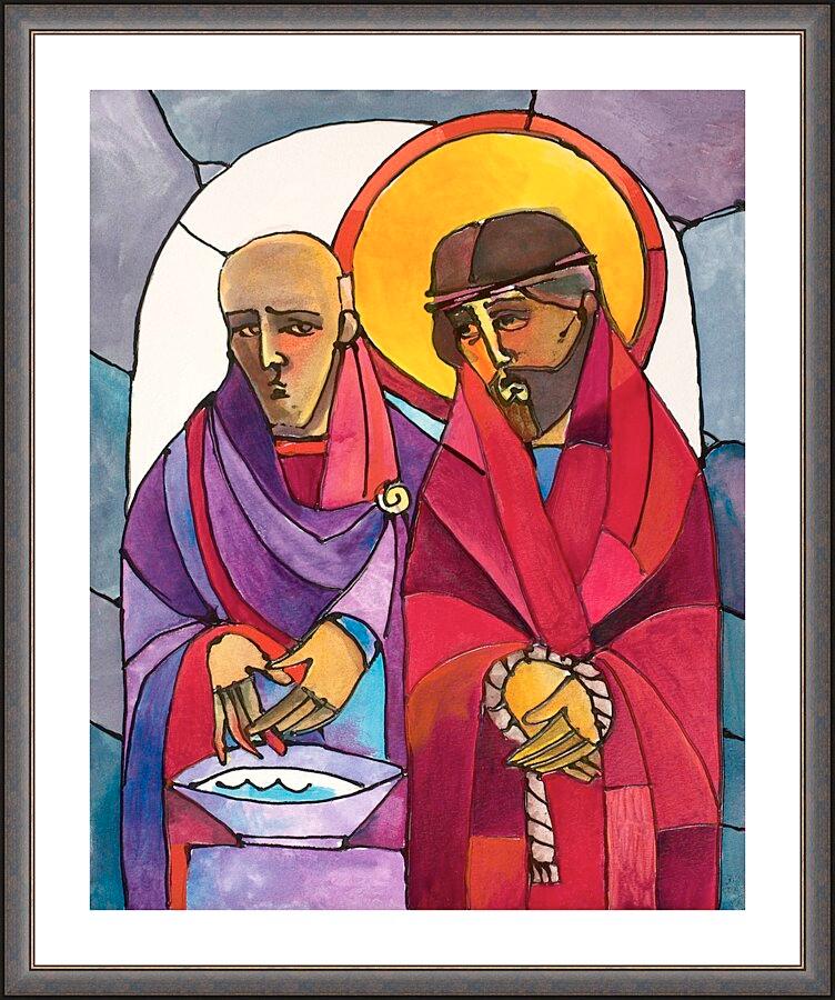 Wall Frame Espresso, Matted - Stations of the Cross - 1 Jesus is Condemned to Death by Br. Mickey McGrath, OSFS - Trinity Stores