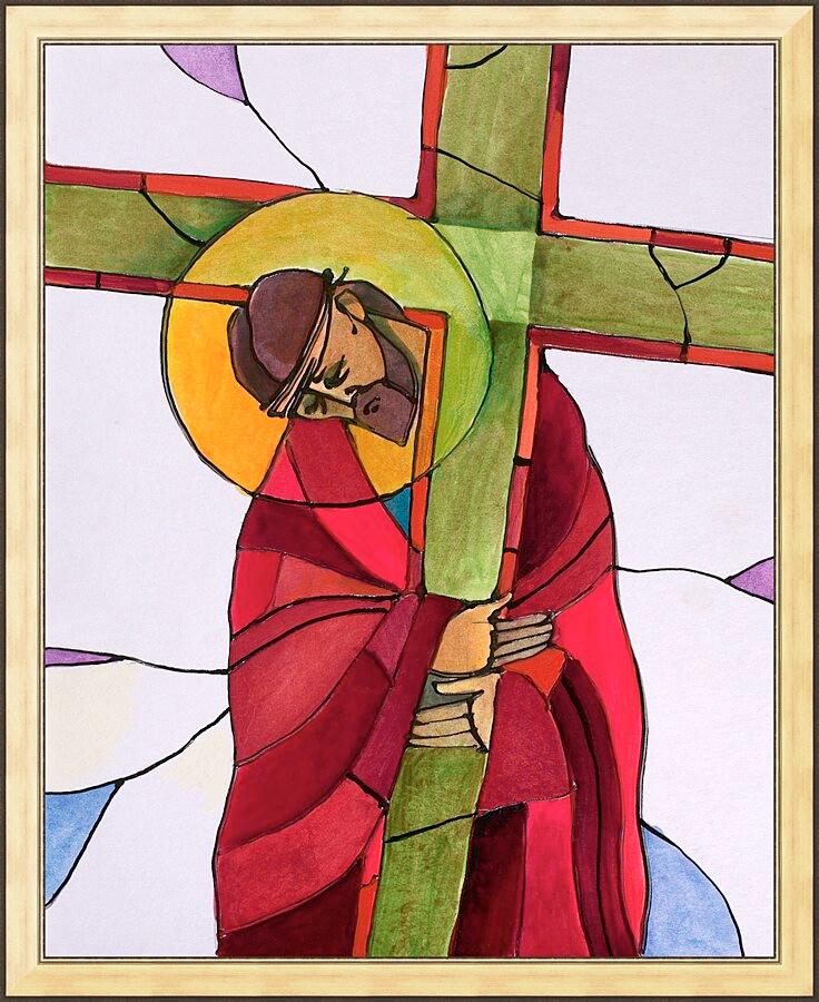 Wall Frame Gold - Stations of the Cross - 02 Jesus Accepts the Cross by M. McGrath
