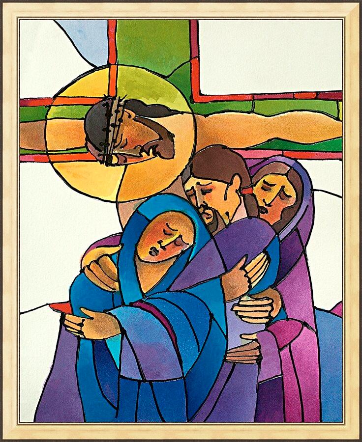 Wall Frame Gold - Stations of the Cross - 12 Jesus Dies on the Cross by Br. Mickey McGrath, OSFS - Trinity Stores