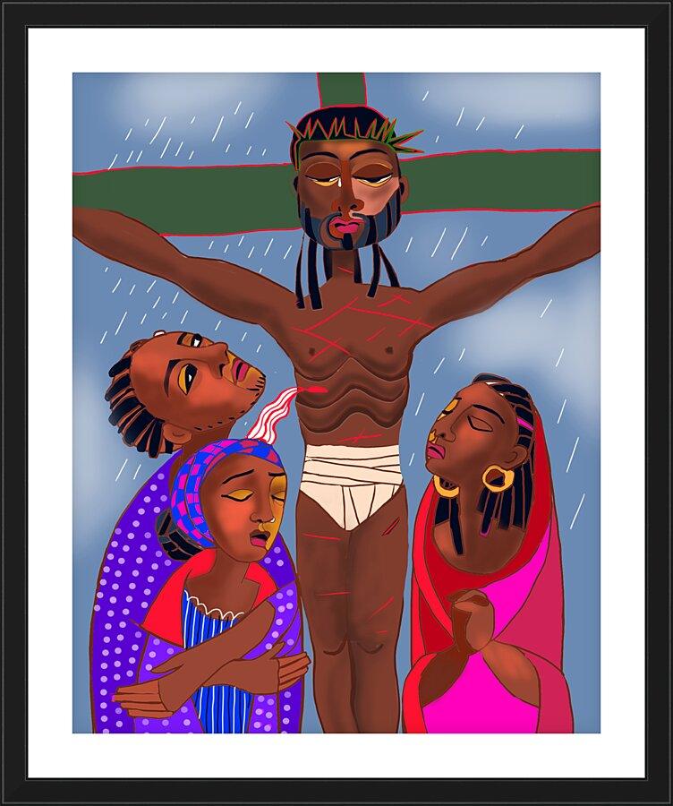 Wall Frame Black, Matted - Jesus Dies on the Cross by Br. Mickey McGrath, OSFS - Trinity Stores