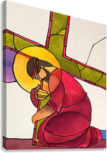 Canvas Print - Stations of the Cross - 3 Jesus Falls the First Time by M. McGrath