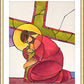 Wall Frame Gold, Matted - Stations of the Cross - 3 Jesus Falls the First Time by Br. Mickey McGrath, OSFS - Trinity Stores