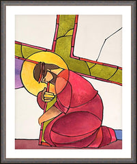 Wall Frame Espresso - Stations of the Cross - 3 Jesus Falls the First Time by M. McGrath