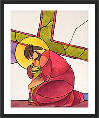 Wall Frame Black - Stations of the Cross - 3 Jesus Falls the First Time by M. McGrath