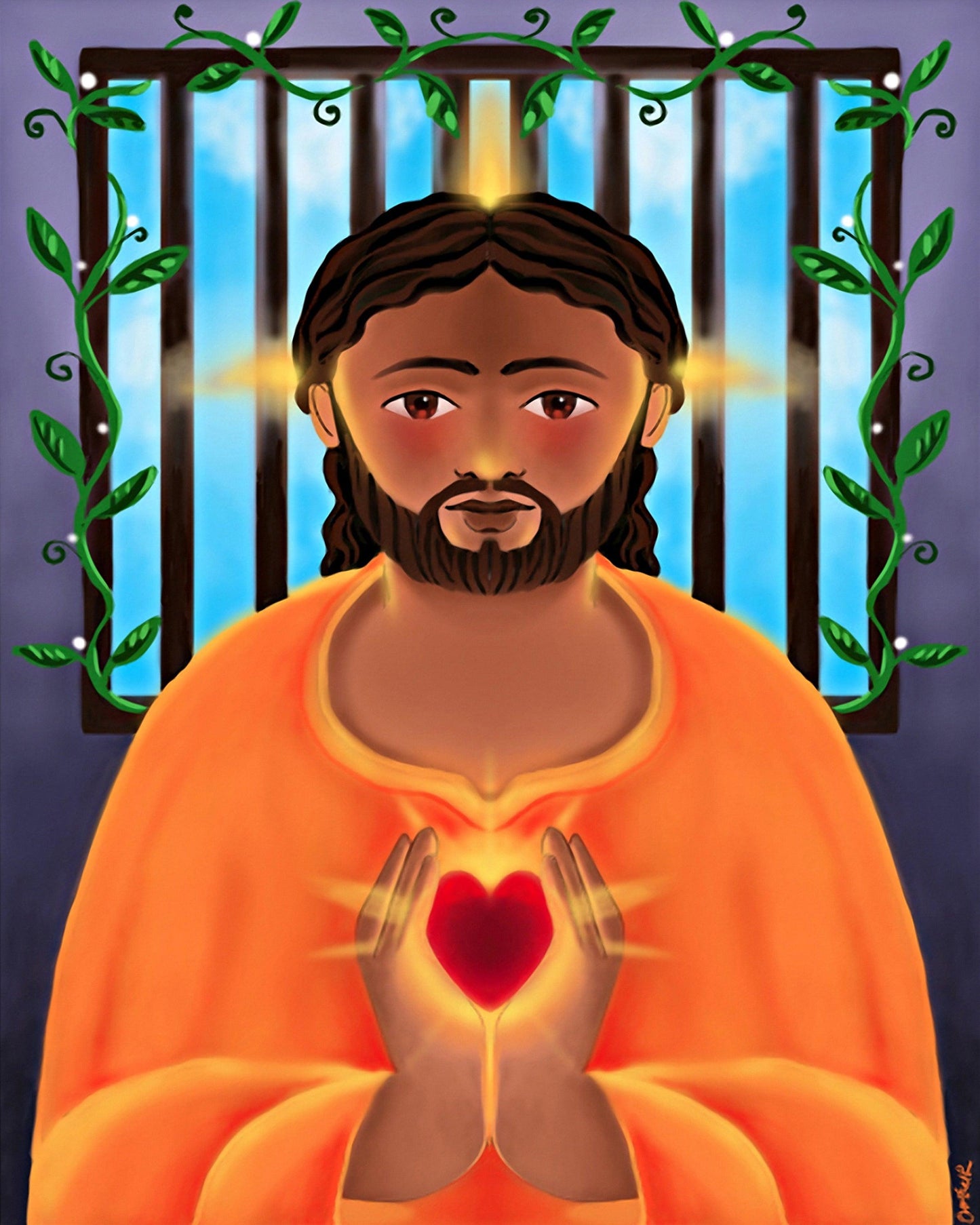 Jesus In Prison - Giclee Print