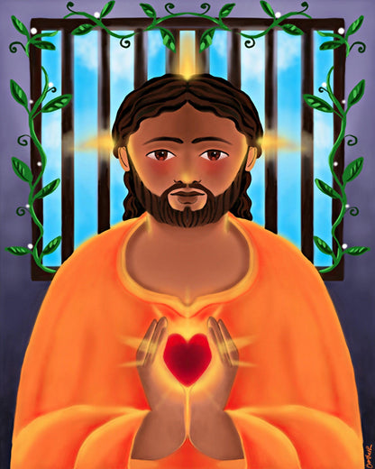 Metal Print - Jesus In Prison by Br. Mickey McGrath, OSFS - Trinity Stores