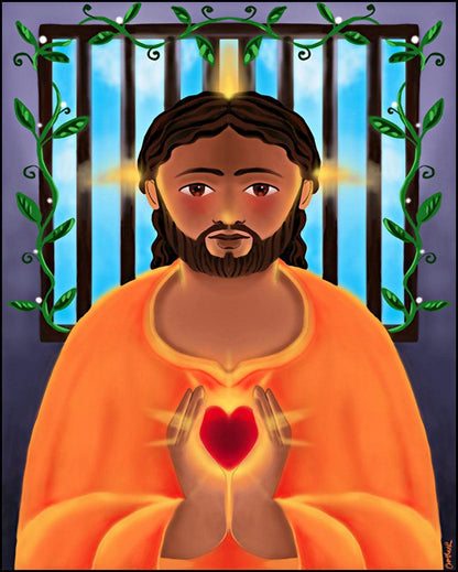 Jesus In Prison - Wood Plaque by Br. Mickey McGrath, OSFS - Trinity Stores