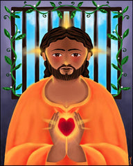 Wood Plaque - Jesus In Prison by M. McGrath