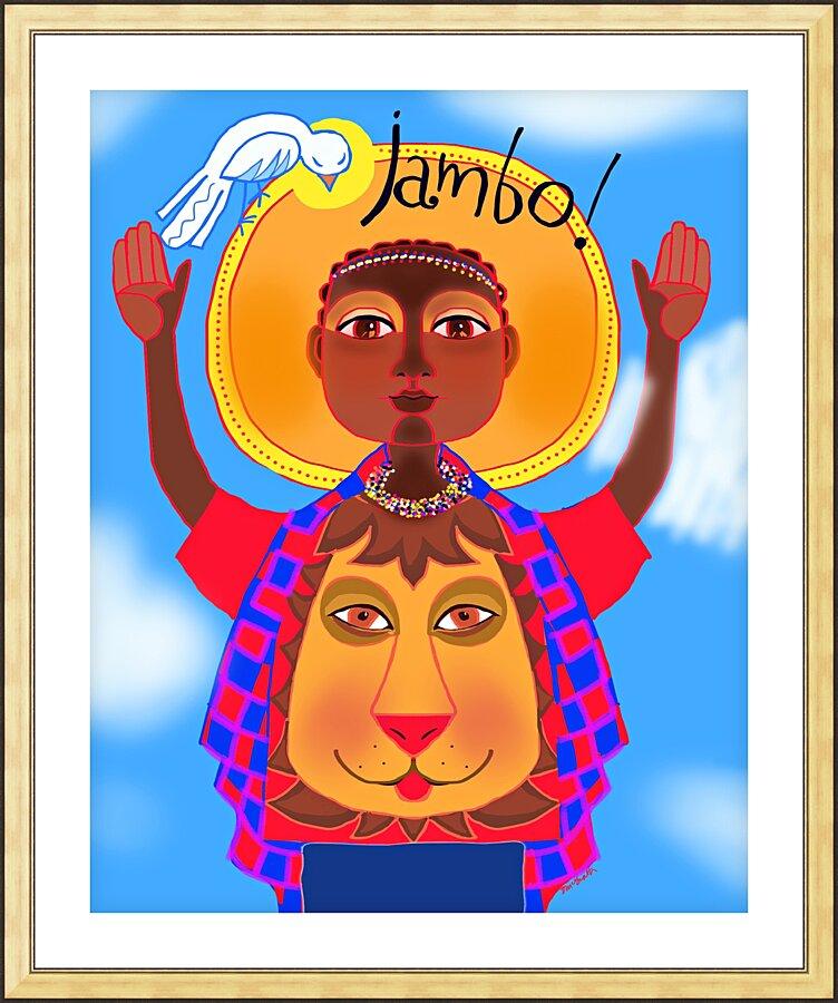 Wall Frame Gold, Matted - Jambo Jesus by M. McGrath