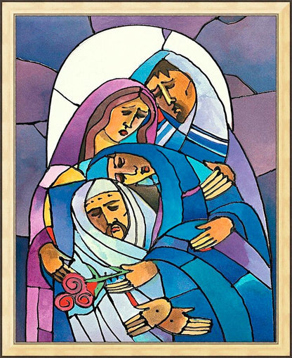 Wall Frame Gold - Stations of the Cross - 14 Body of Jesus is Laid in the Tomb by M. McGrath