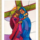 Wall Frame Gold, Matted - Stations of the Cross - 4 Jesus Meets His Sorrowful Mother by M. McGrath