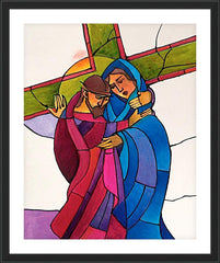 Wall Frame Black - Stations of the Cross - 4 Jesus Meets His Sorrowful Mother by M. McGrath