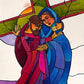 Wall Frame Gold, Matted - Stations of the Cross - 4 Jesus Meets His Sorrowful Mother by Br. Mickey McGrath, OSFS - Trinity Stores