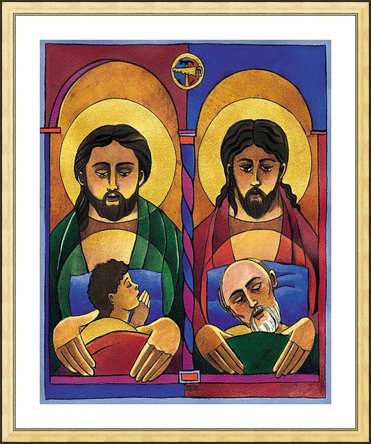 Wall Frame Gold, Matted - St. Joseph and Jesus by M. McGrath