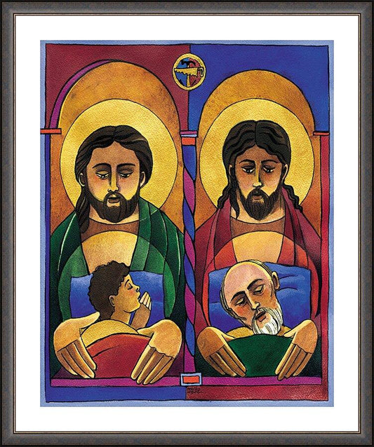 Wall Frame Espresso, Matted - St. Joseph and Jesus by M. McGrath
