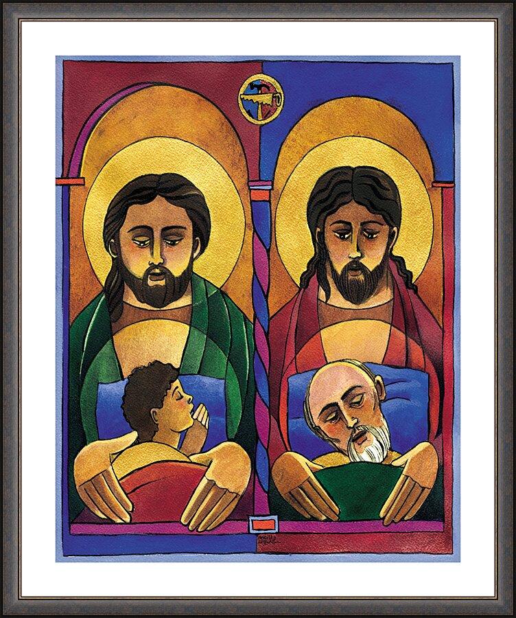 Wall Frame Espresso, Matted - St. Joseph and Jesus by Br. Mickey McGrath, OSFS - Trinity Stores