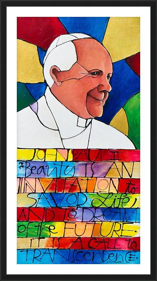 Wall Frame Black, Matted - St. John Paul II by Br. Mickey McGrath, OSFS - Trinity Stores